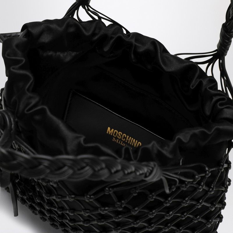MOSCHINO COUTURE Mini Woven Handle Handbag with Drawstring Closure