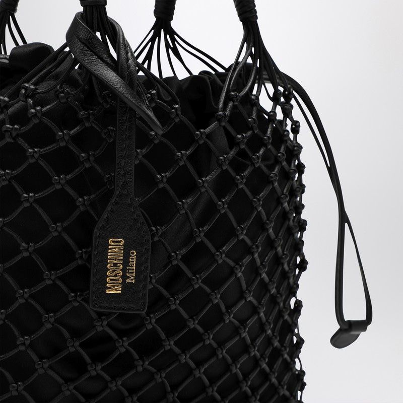 MOSCHINO COUTURE Mini Woven Handle Handbag with Drawstring Closure