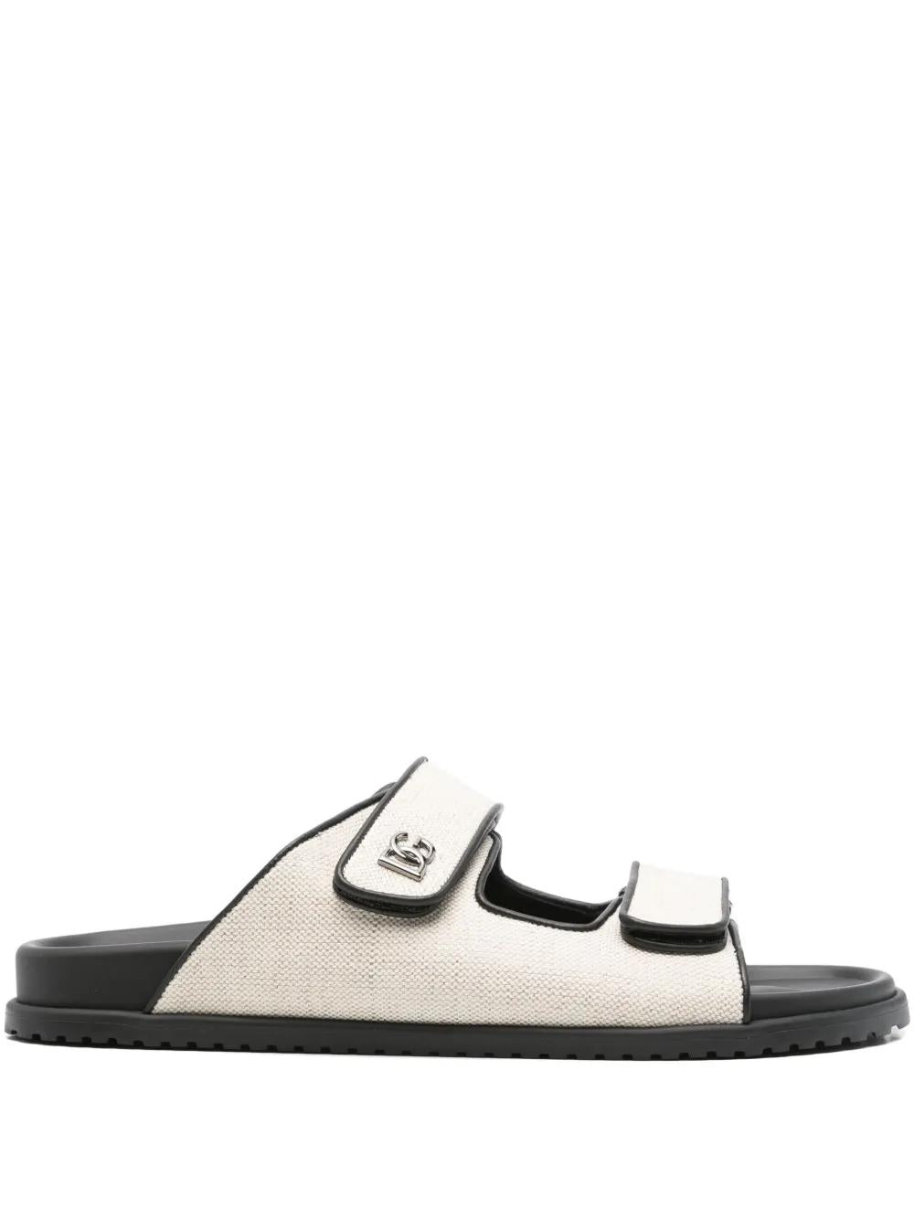 DOLCE & GABBANA Double-Strap Canvas Slide Sandals for Men