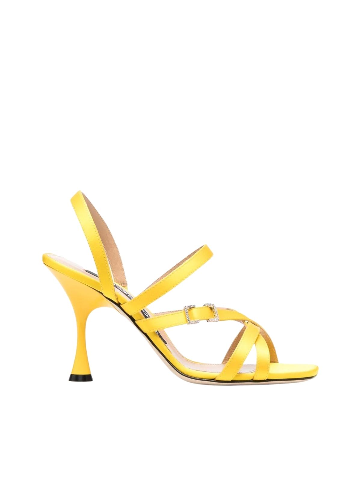 SERGIO ROSSI Crepe Satin Leather Heeled Sandal