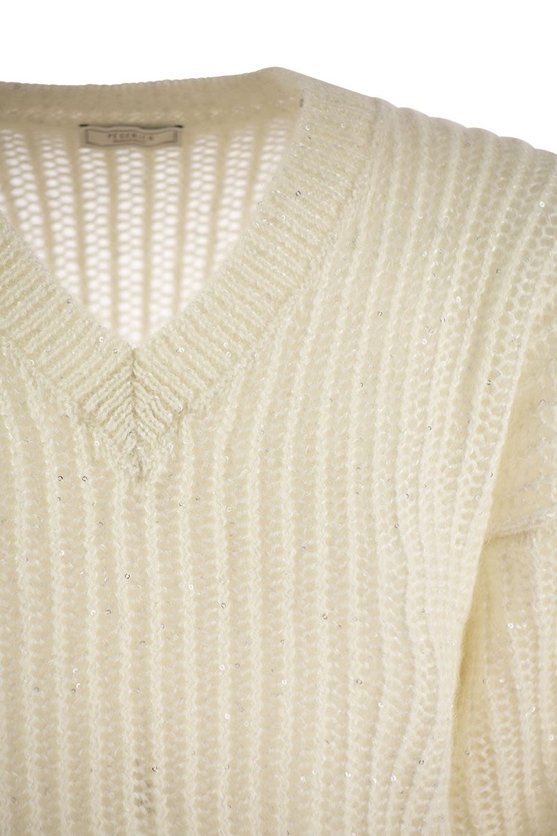 PESERICO Mini Tricot Sweater with Micro Sequins