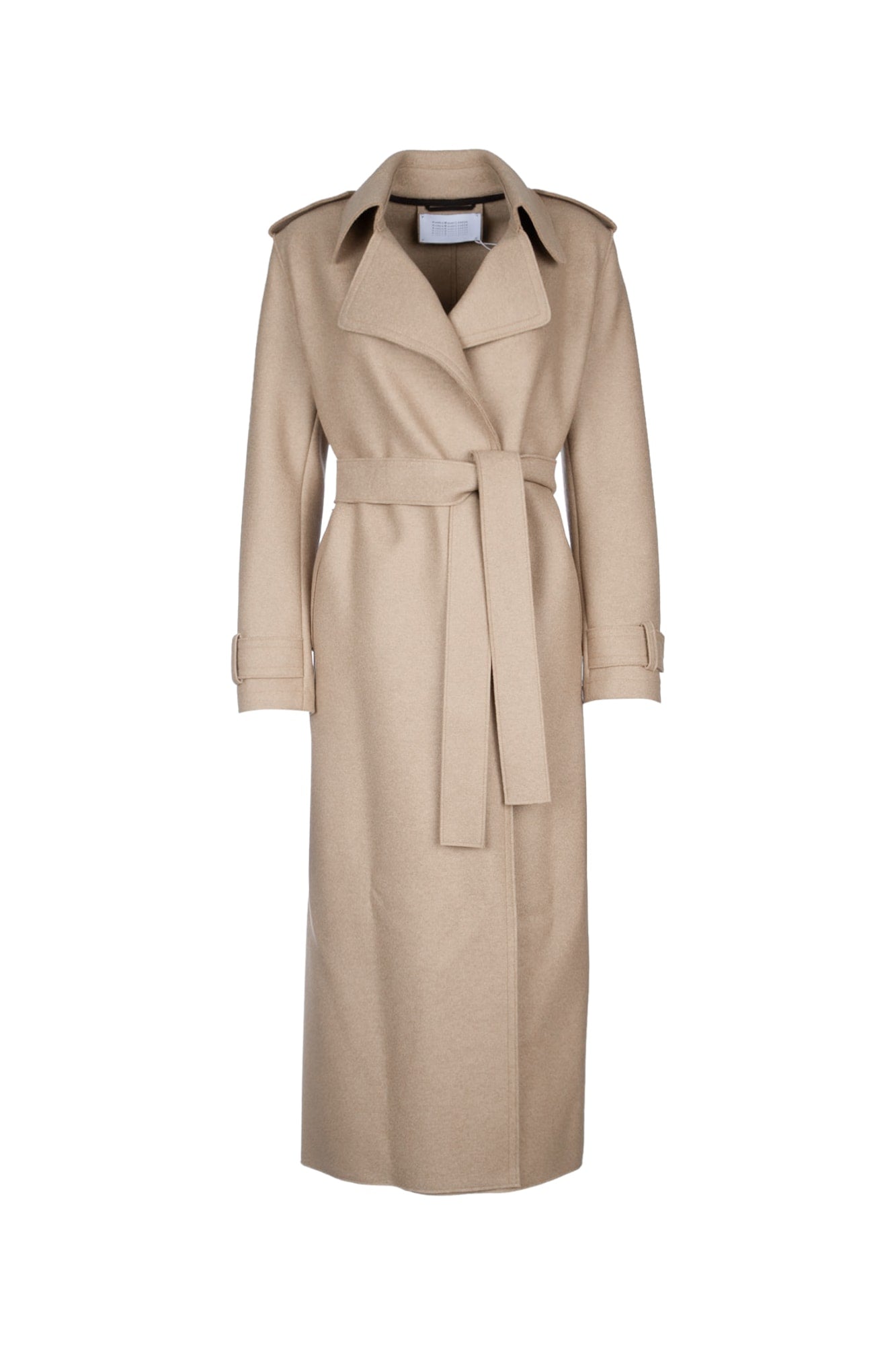 HARRIS WHARF LONDON Womens Long Trench with Double Stitching in Pressed Wool