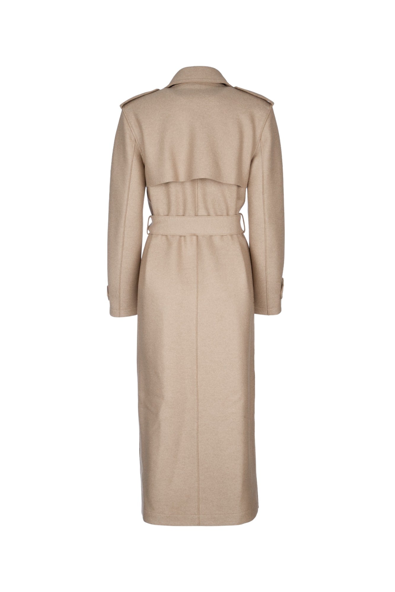 HARRIS WHARF LONDON Womens Long Trench with Double Stitching in Pressed Wool