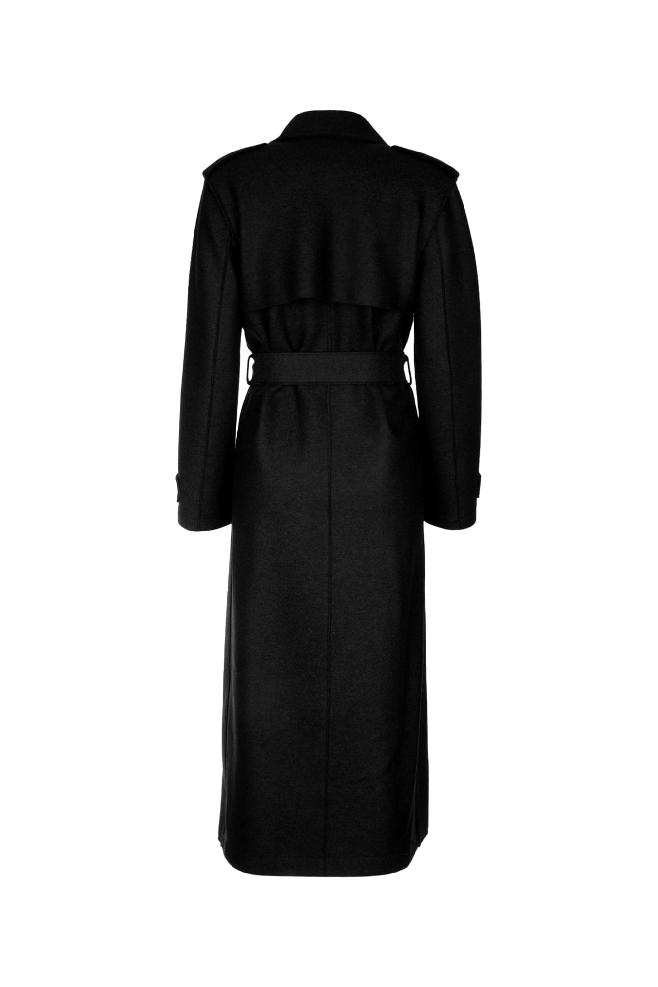 HARRIS WHARF LONDON Women’s Long Trench Coat with Double Stitching in Pressed Wool