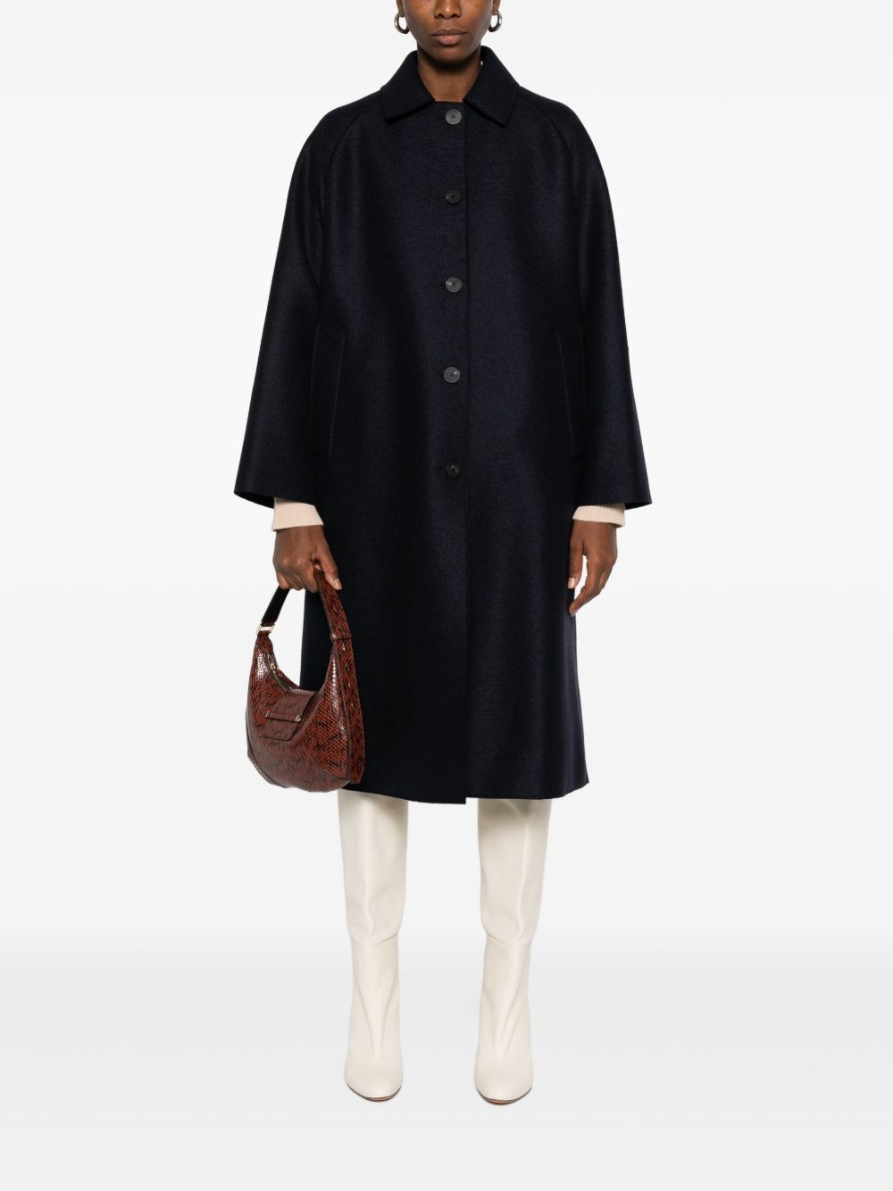 HARRIS WHARF LONDON Wool Single-Breasted Jacket with Raglan Sleeves for Women