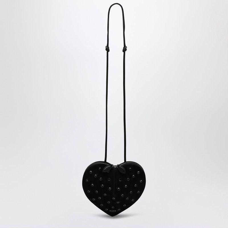 ALAIA Heart-Shaped Mini Suede Handbag with Crystals