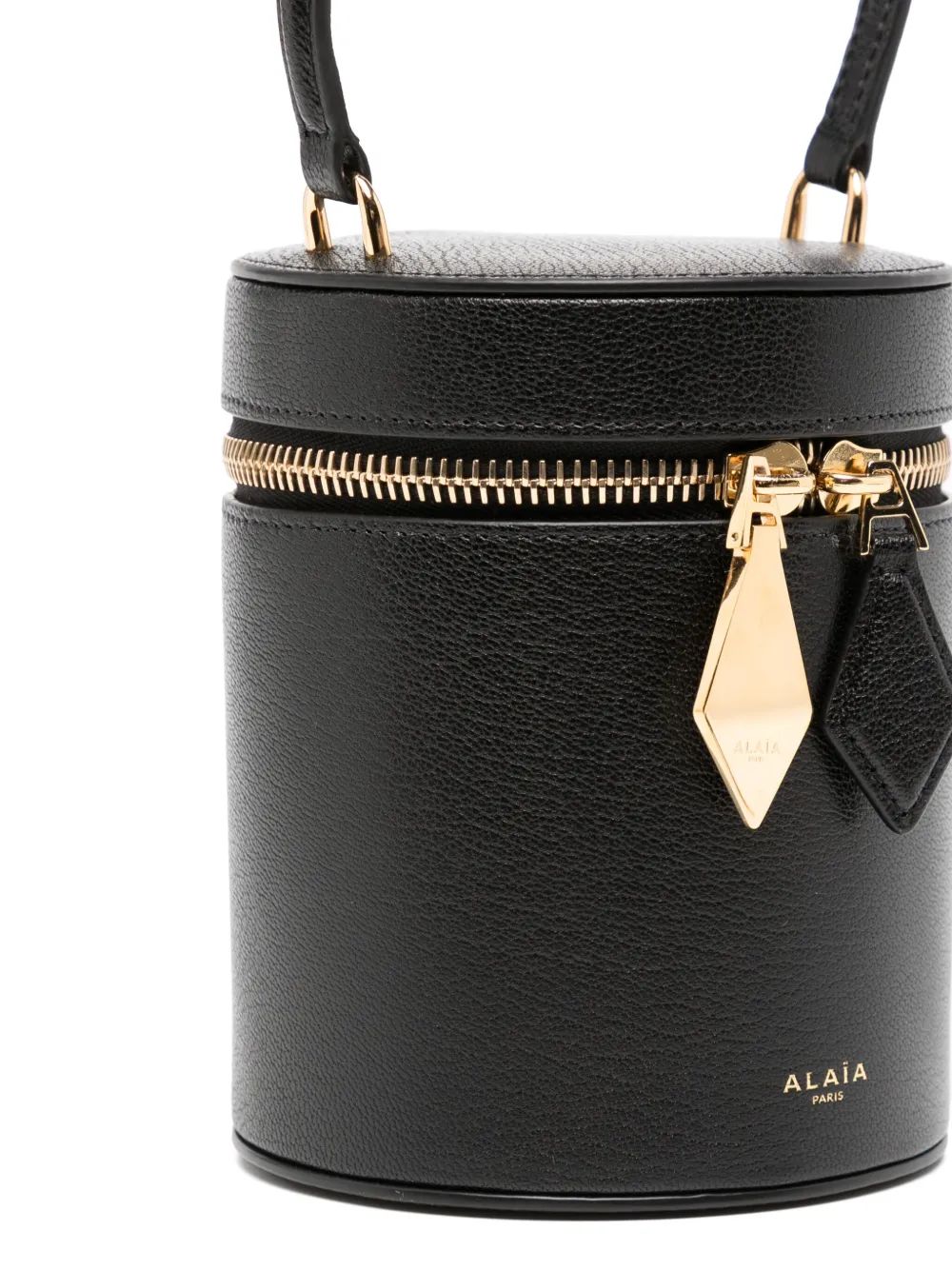 ALAIA Cylindrical Mini Handbag with Golden Zip Logo