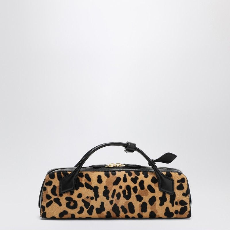 ALAIA Mini Elongated Pouch Handbag in Leopard Print Calfskin