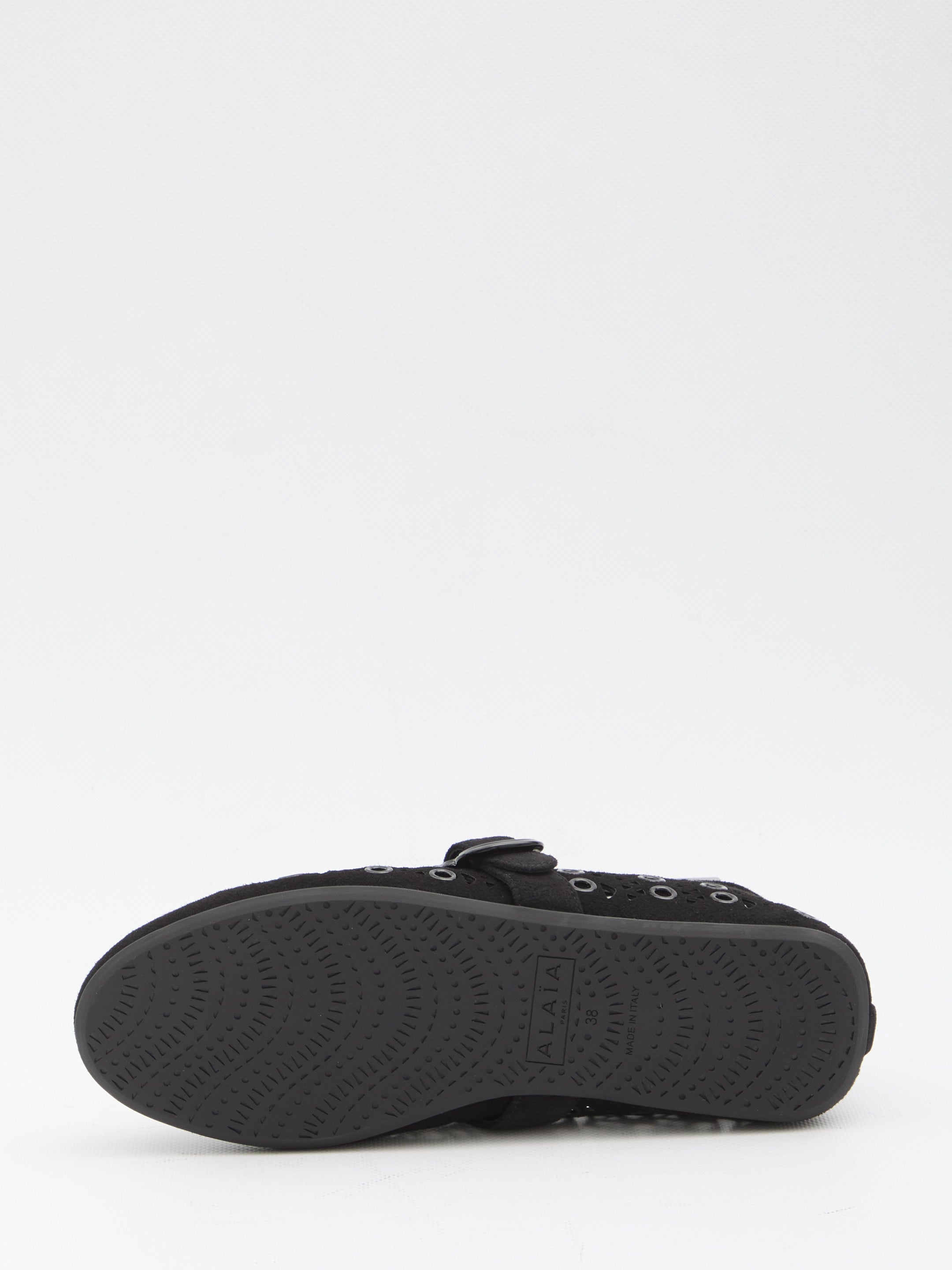 ALAIA Suede Eyelets Ballet Flats