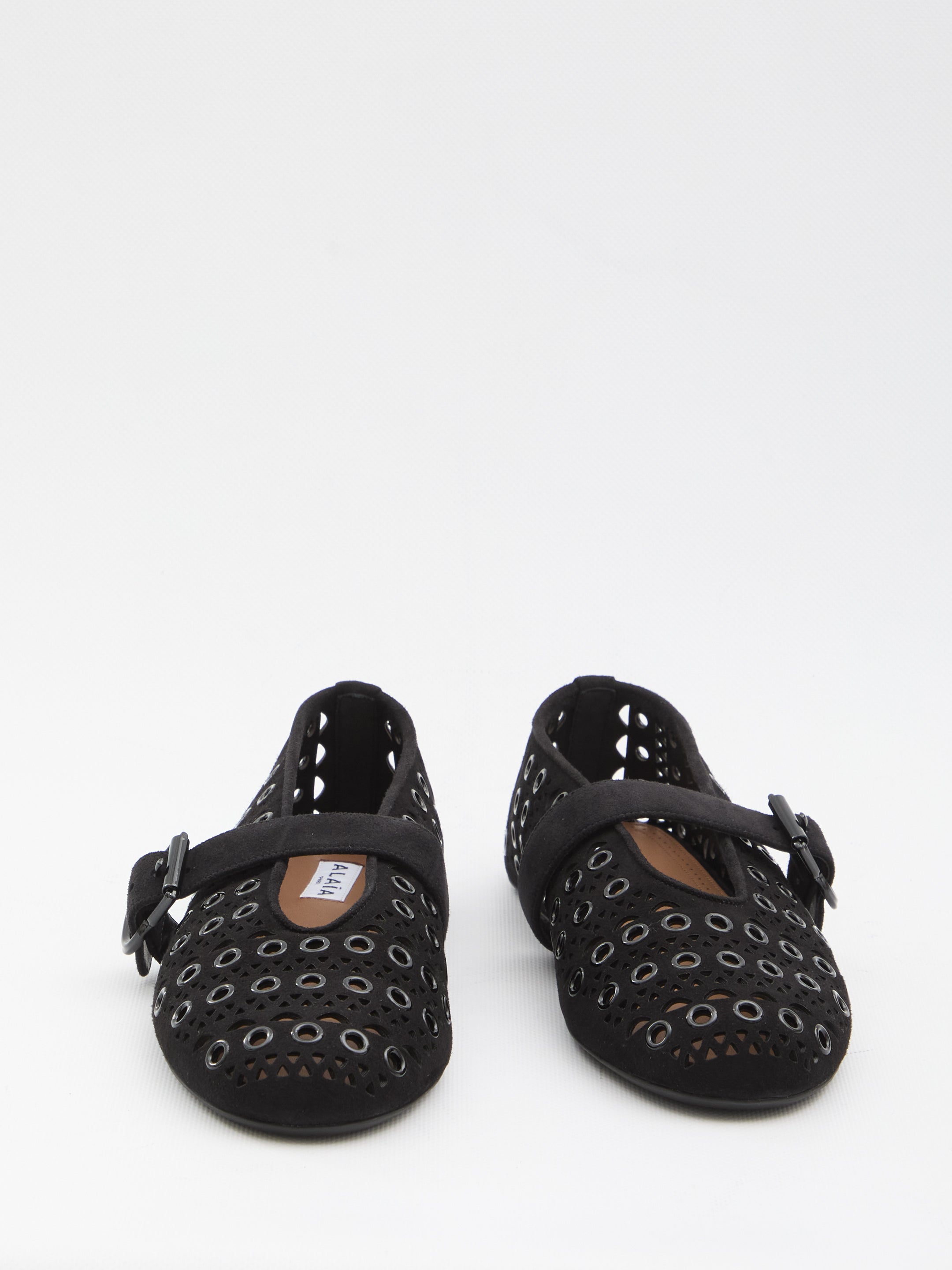 ALAIA Suede Eyelets Ballet Flats