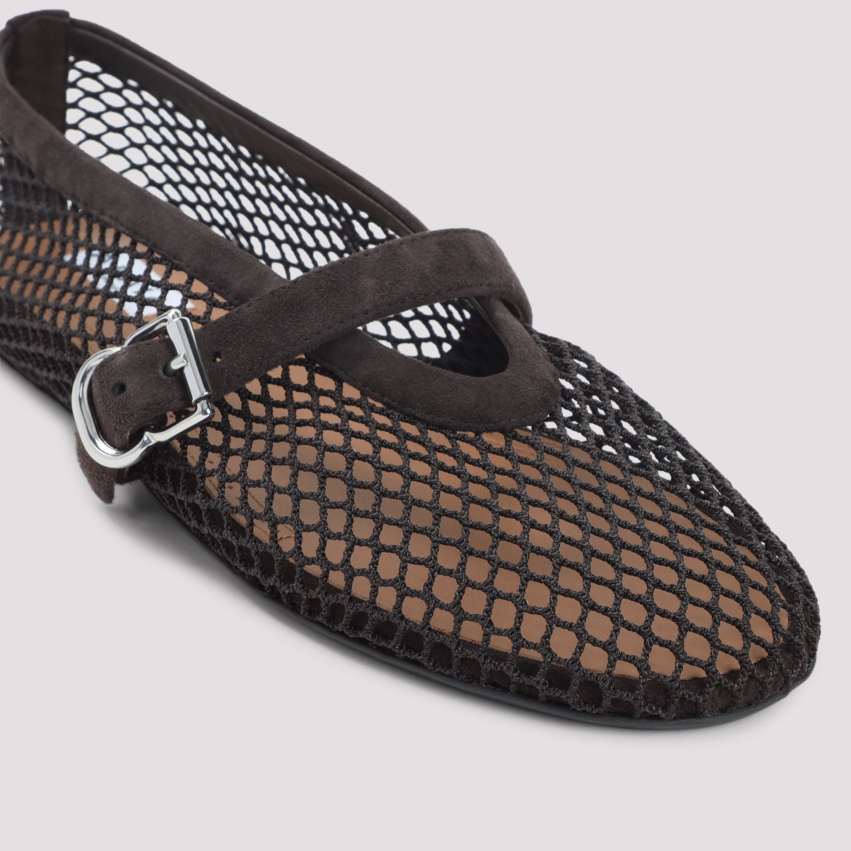 ALAIA Fishnet Suede Flat Ballerinas for Women