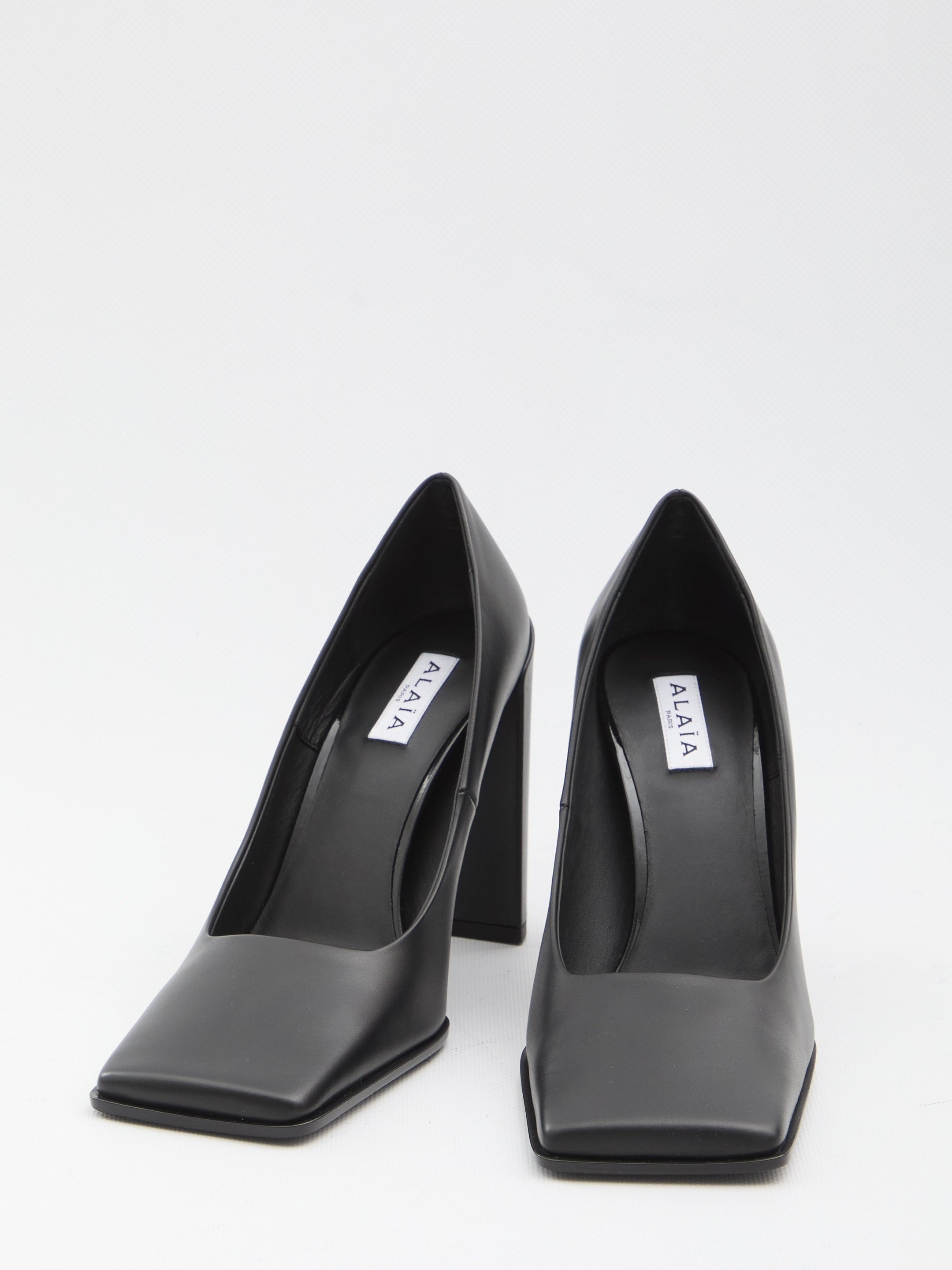 ALAIA Square-Toed Pumps with Block Heel - 9 cm Height