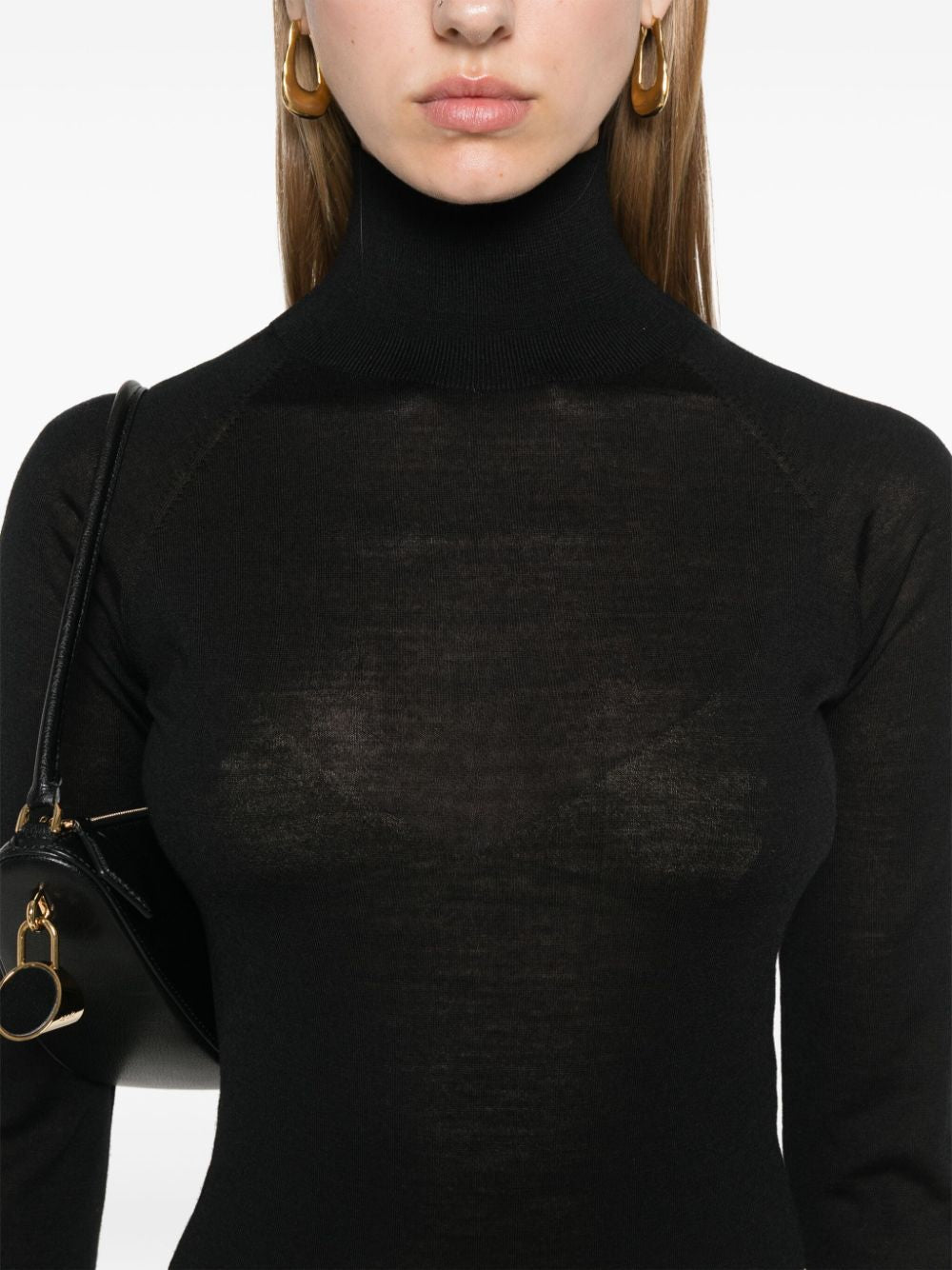 ALAIA Fitted High Collar Bodysuit in Fine Wool
