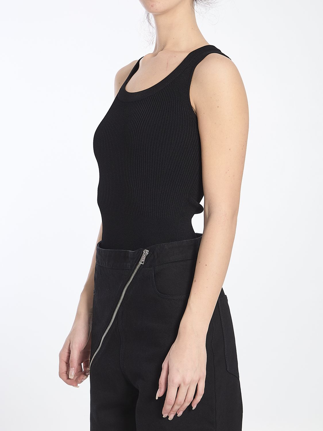 ALAIA Sleeveless Ribbed Knit Bodysuit