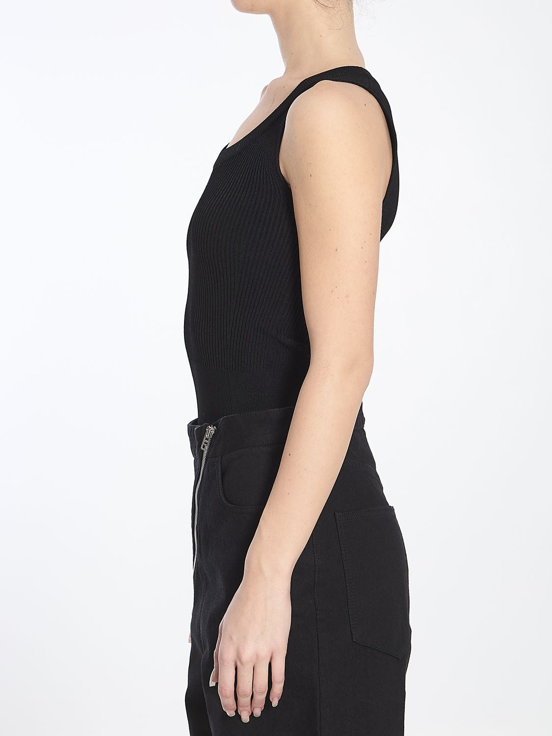 ALAIA Sleeveless Ribbed Knit Bodysuit