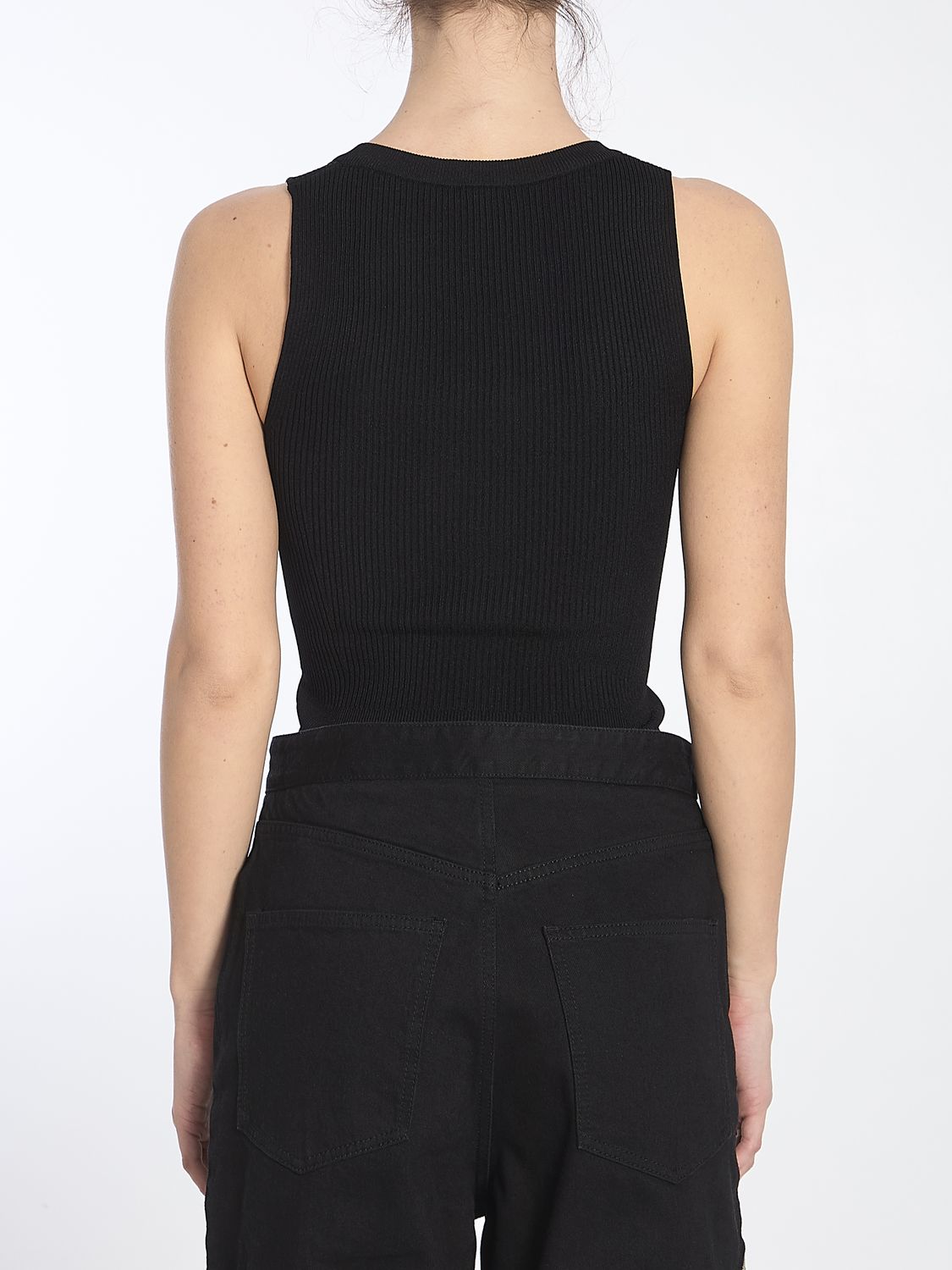 ALAIA Sleeveless Ribbed Knit Bodysuit
