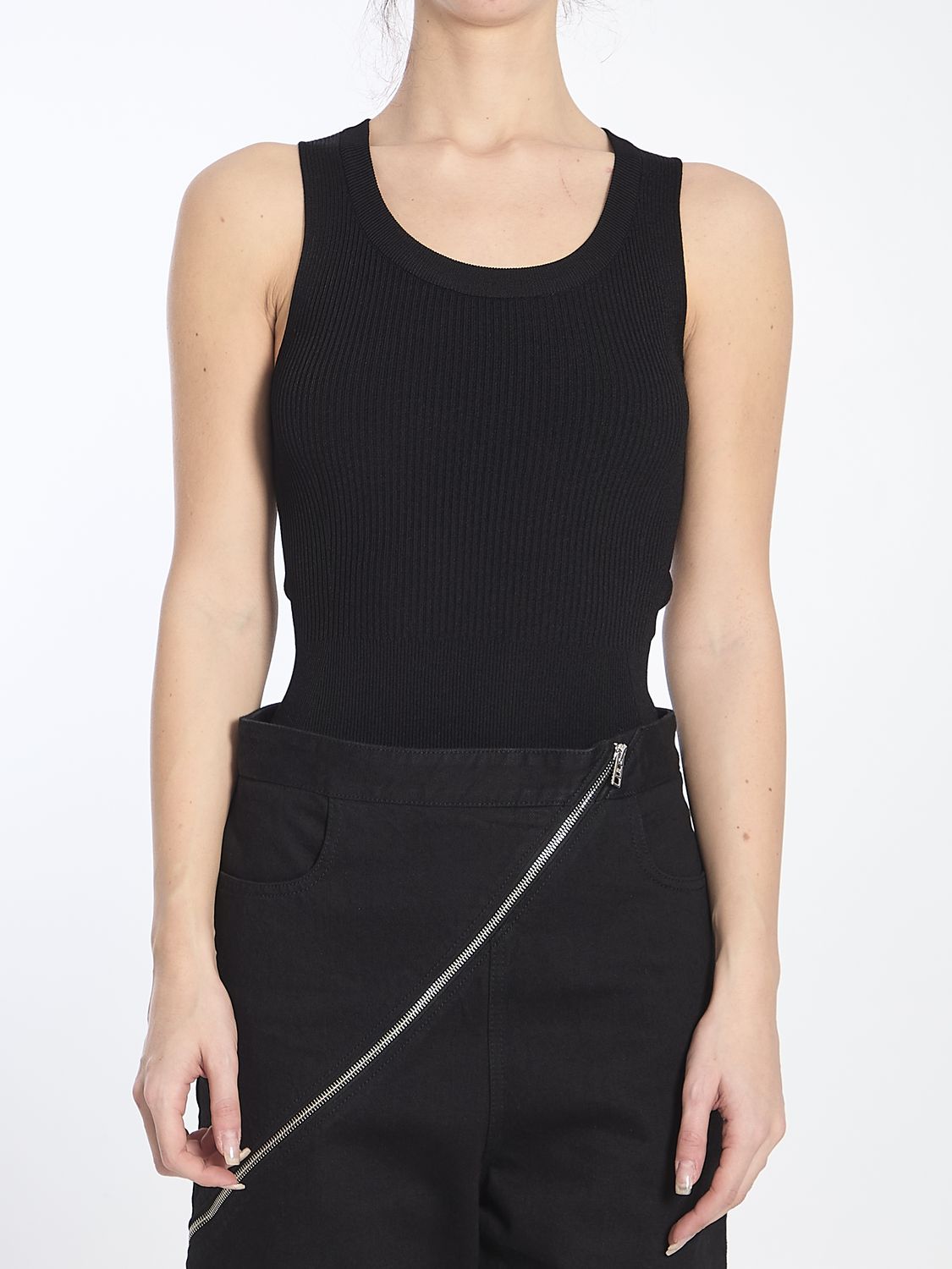 ALAIA Ribbed Straps Mini Bodysuit