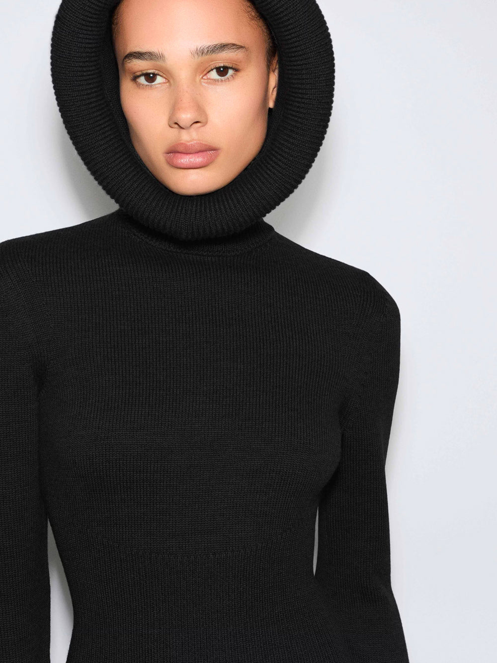 ALAIA Sculptural Hood Ribbed Knit Jumper