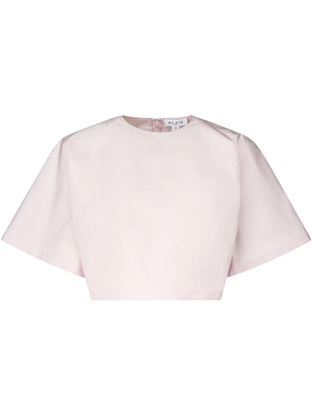ALAIA Cropped Silk T-Shirt