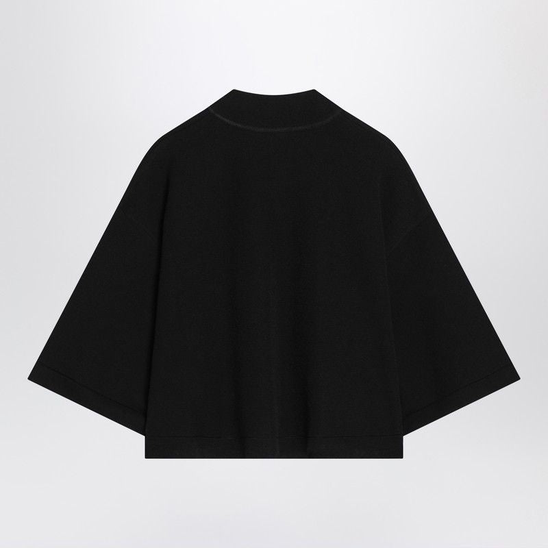 ALAIA Mock Neck Cropped T-Shirt with Short Sleeves