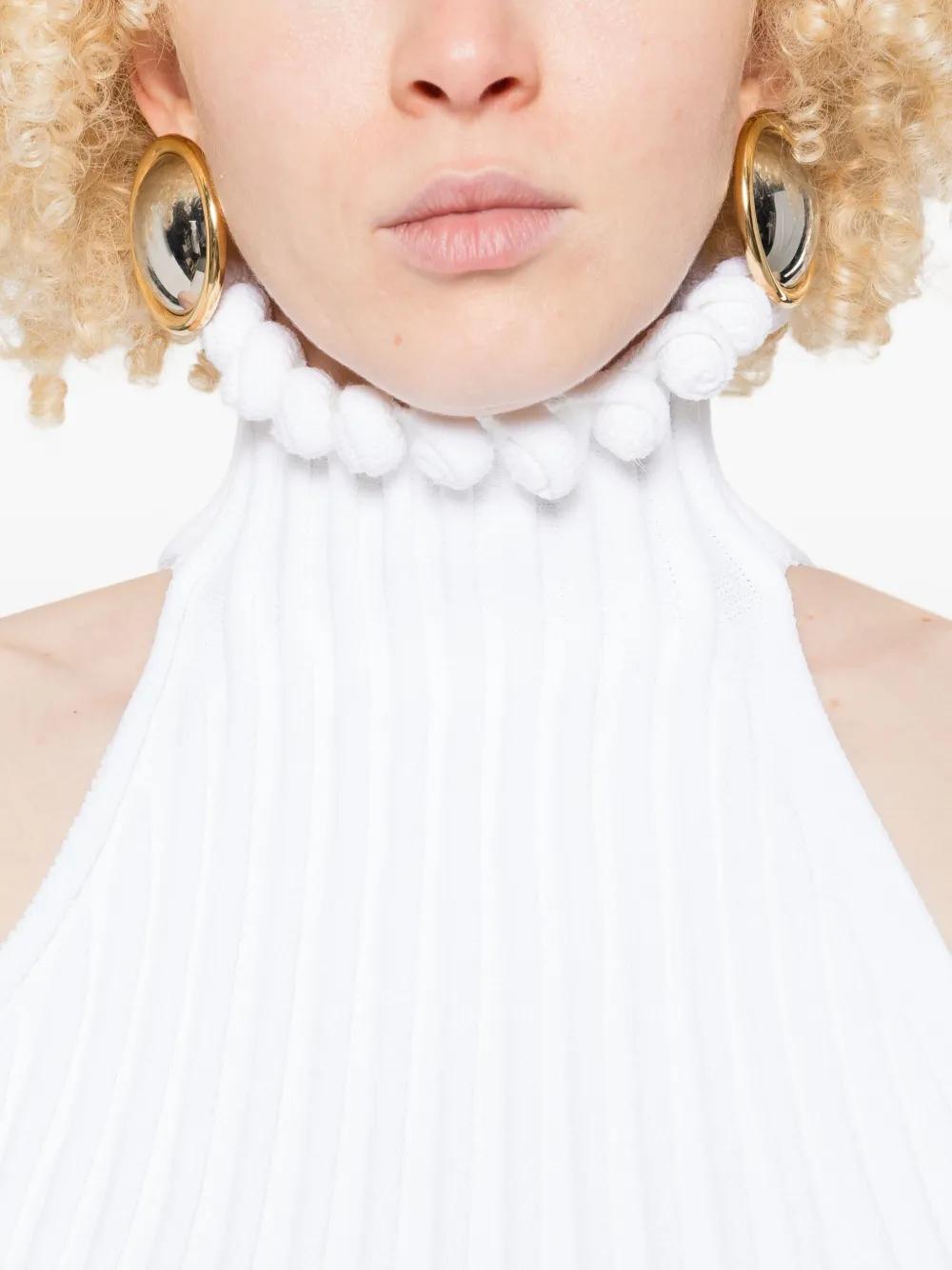 ALAIA Ribbed Knit Curled Trimmed Halter Top - Women's Mini