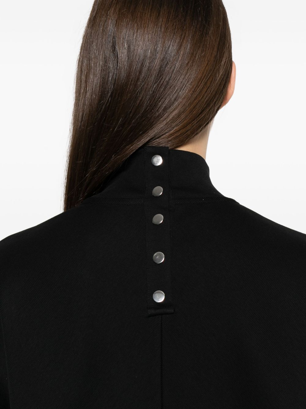 ALAIA Mock Neck Cotton T-Shirt with Button Front for Women