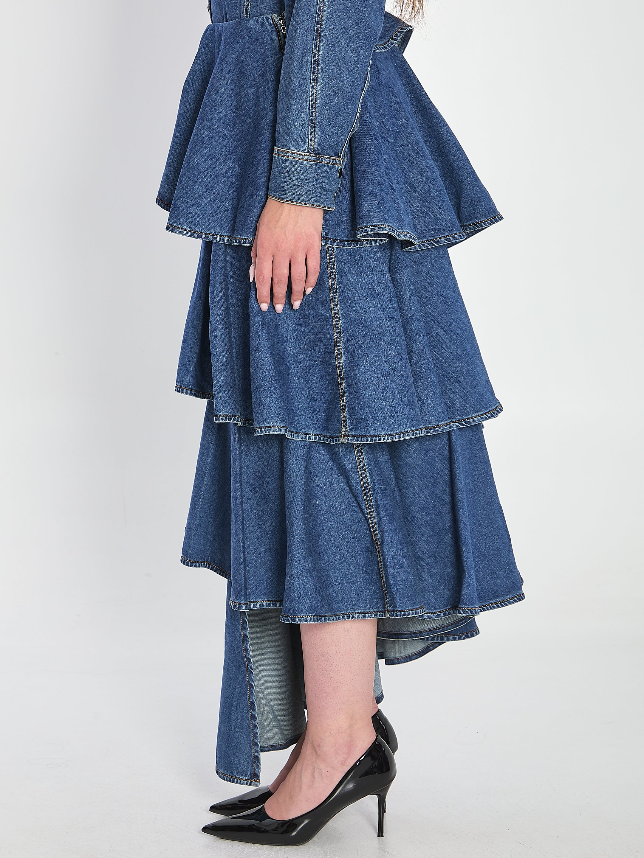 ALAIA Women's Denim Spiral Skirt - FW25 Collection