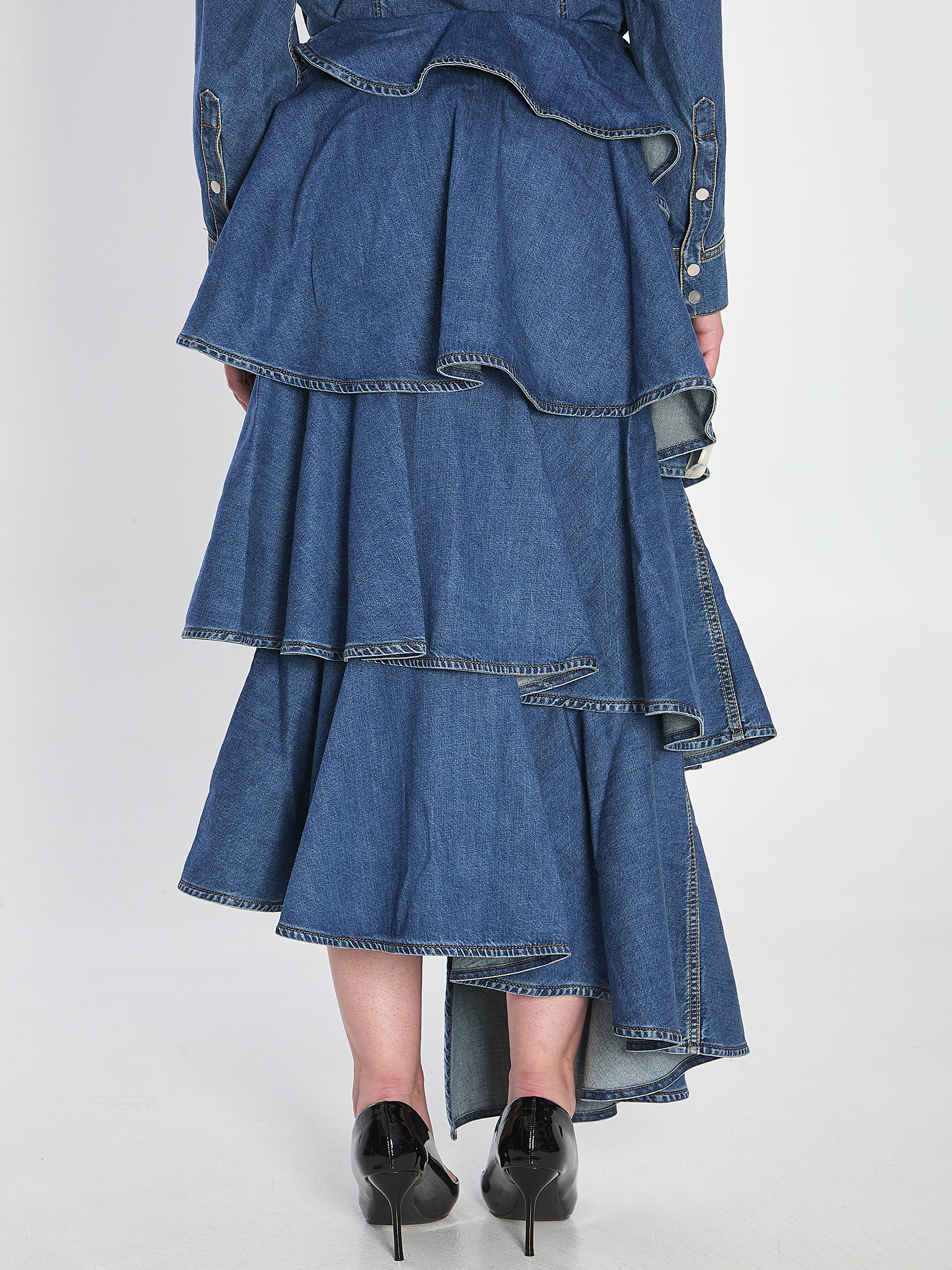 ALAIA Women's Denim Spiral Skirt - FW25 Collection