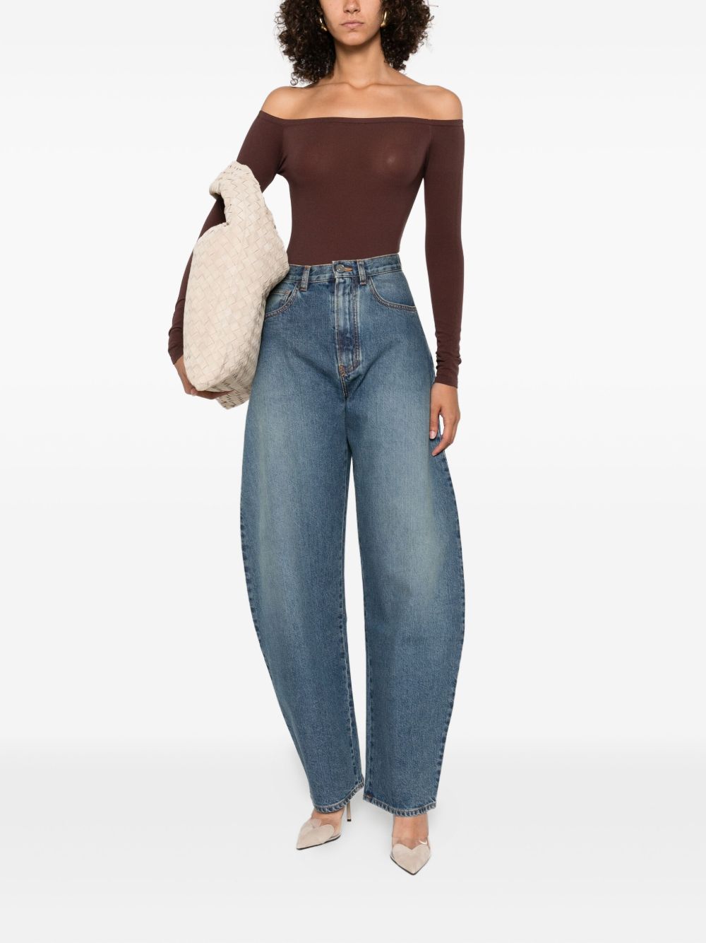 ALAIA High-Rise Curved Cut Jeans - Size 36