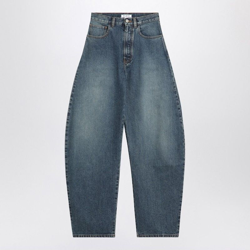 ALAIA Rounded High-Waisted Jeans with Faded Effect