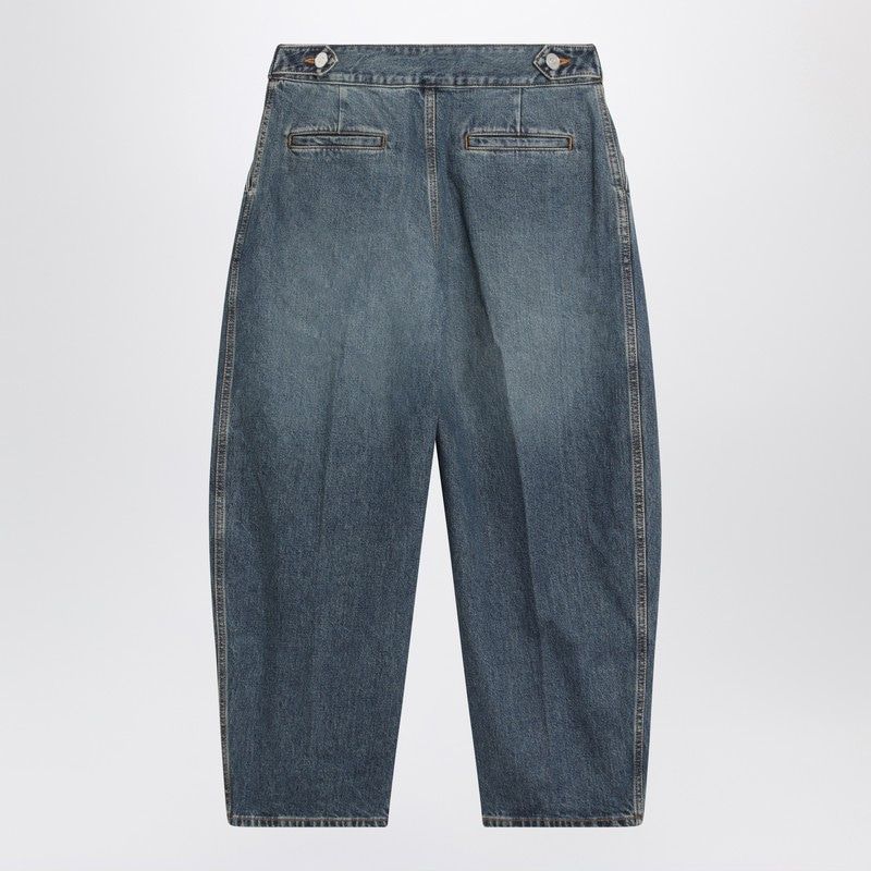 ALAIA Washed Denim Pleated Trousers