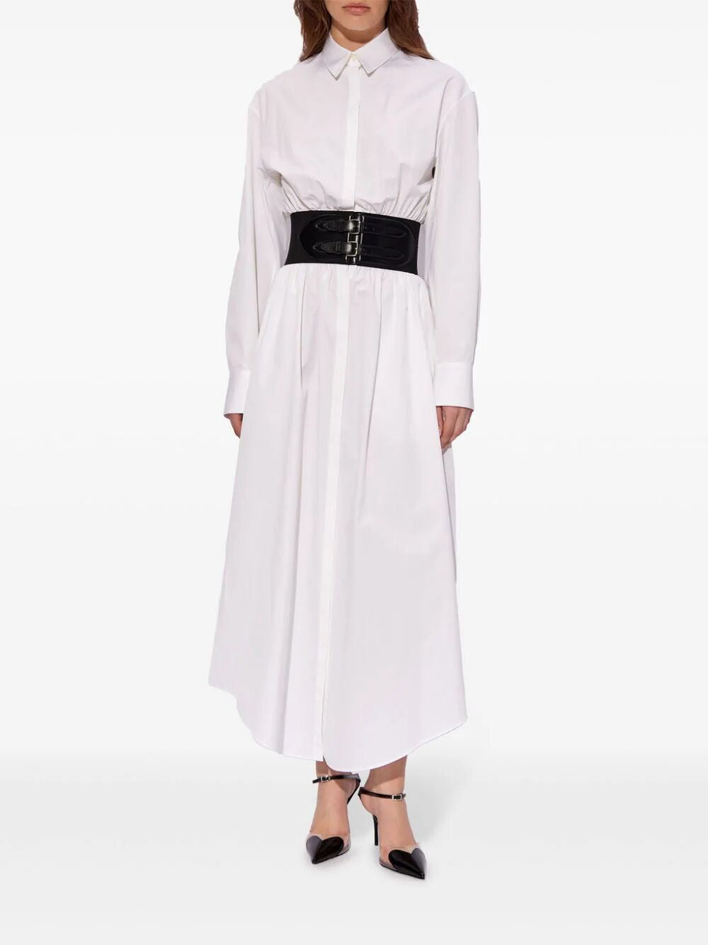 ALAIA Cotton Popeline Chemisier Dress with Belt