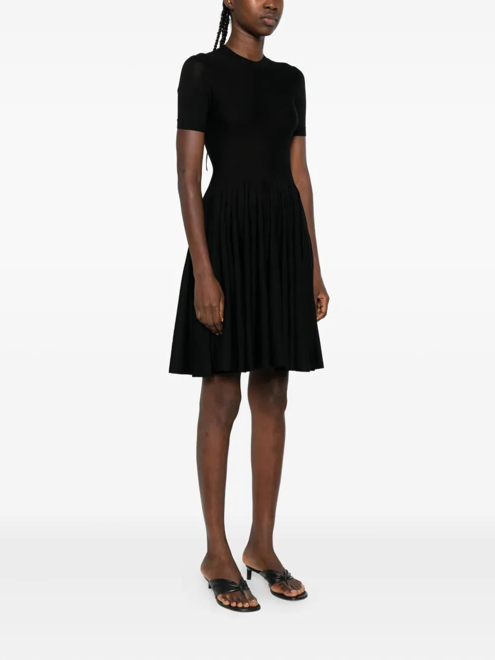 ALAIA Short Sleeve Pleated Mini Dress