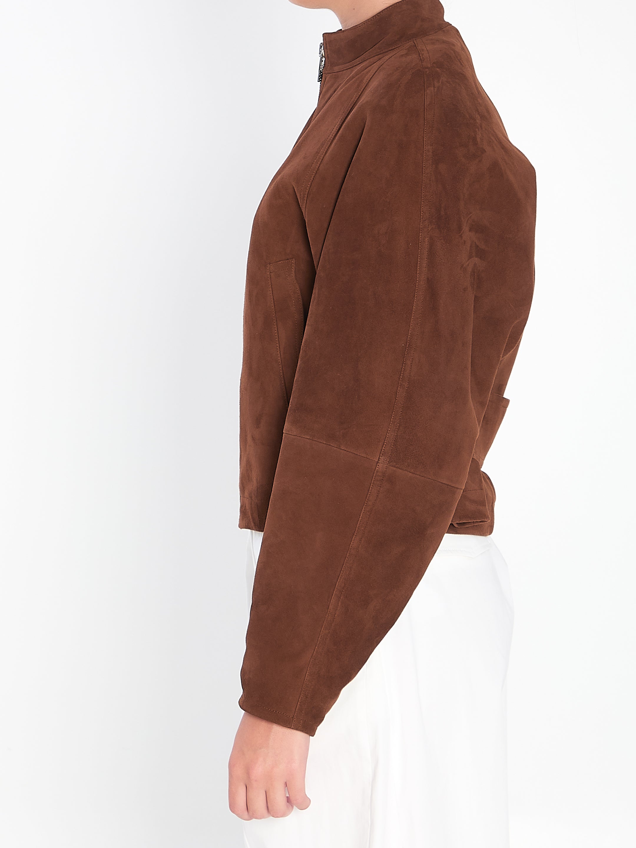 ALAIA Suede Jacket with High Rounded Collar - Size 38 FR