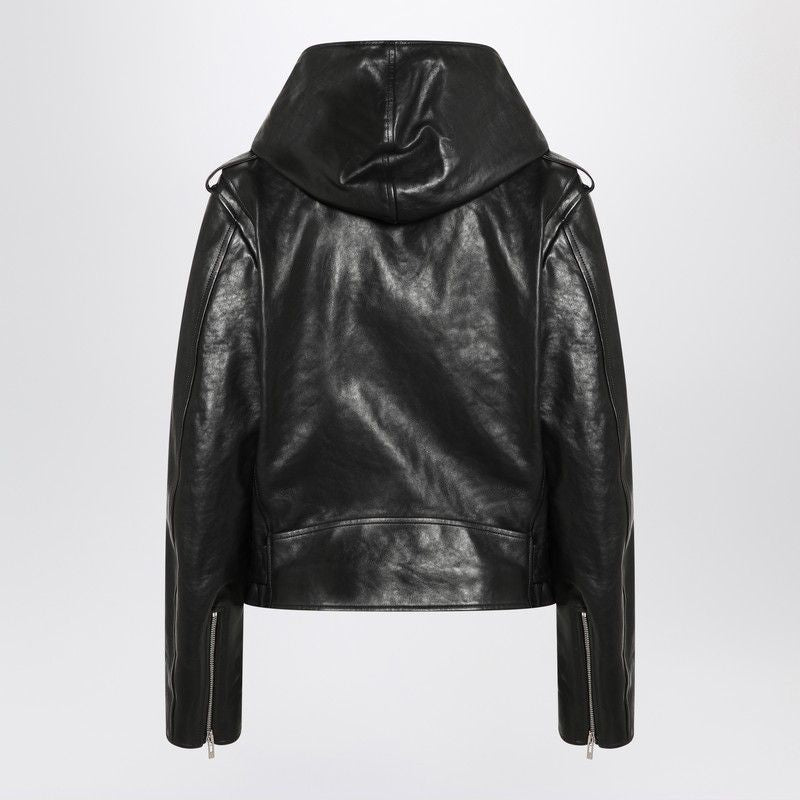 ALAIA Leather Biker Jacket with Hood for Women