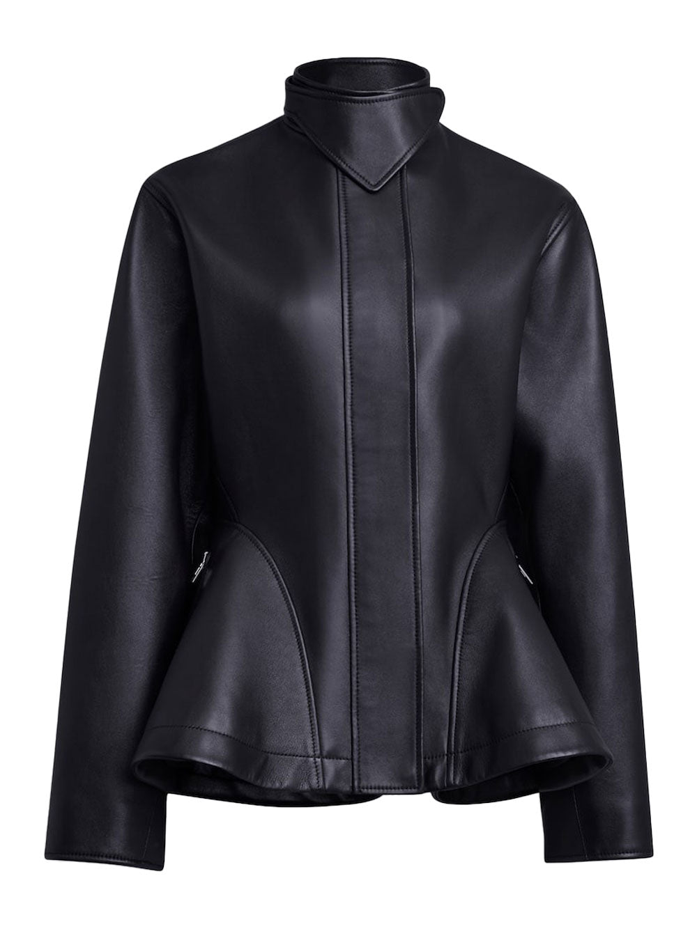 ALAIA Peplum Jacket in Washed Lambskin Leather