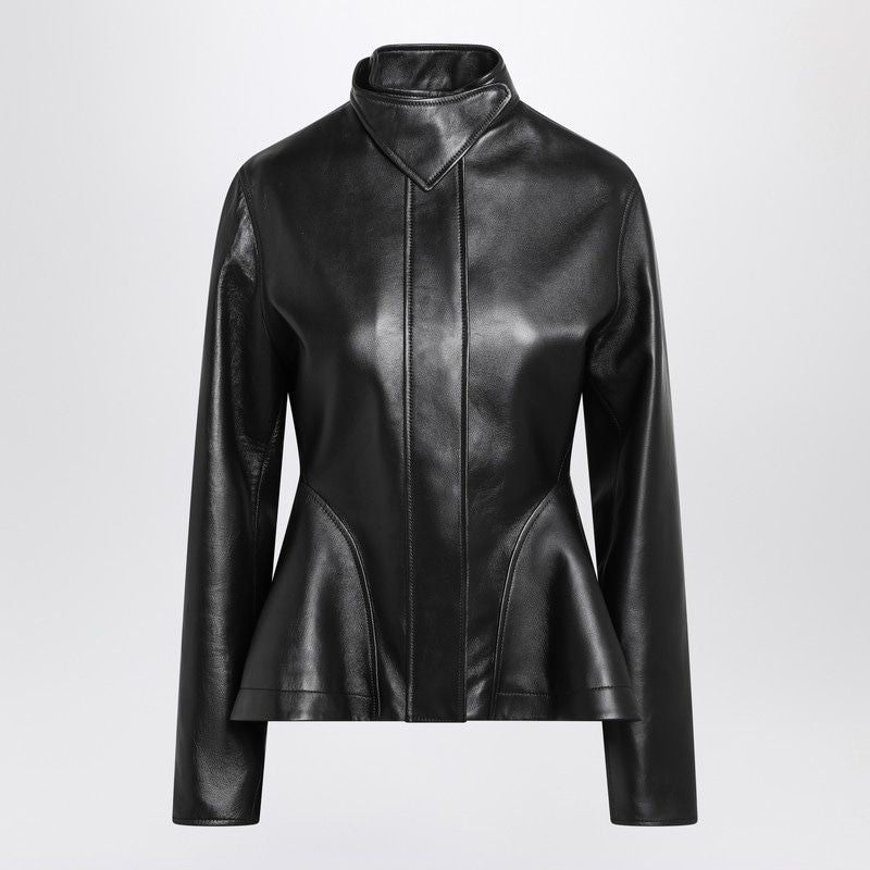 ALAIA Peplum Leather Jacket for Women