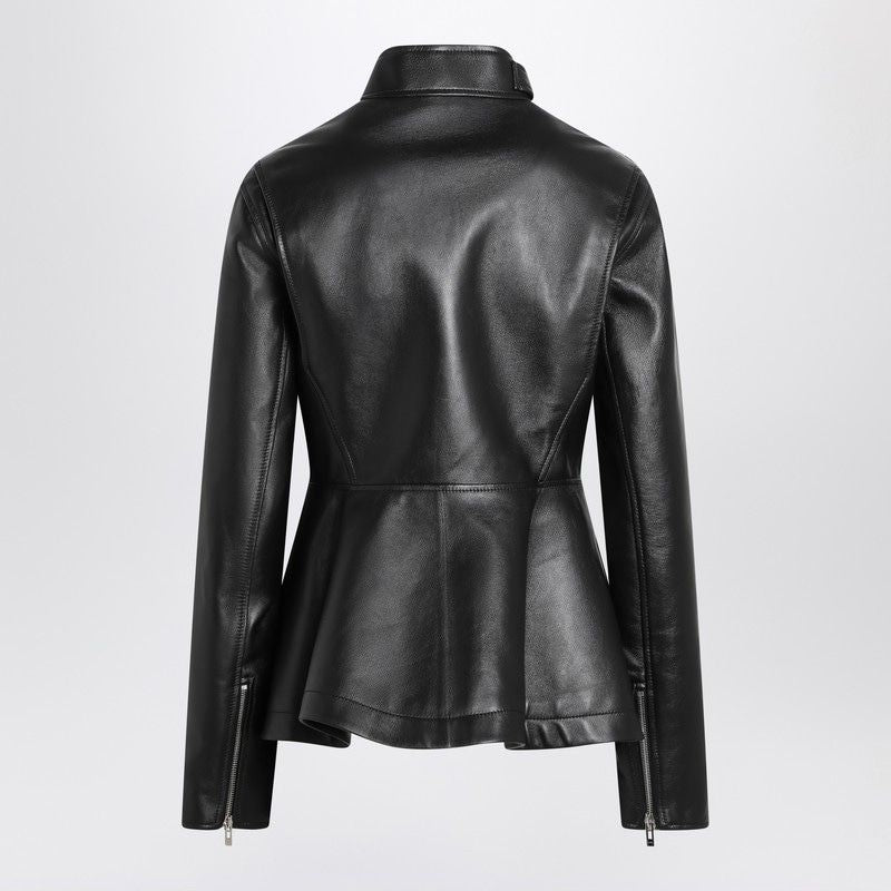 ALAIA Peplum Leather Jacket for Women