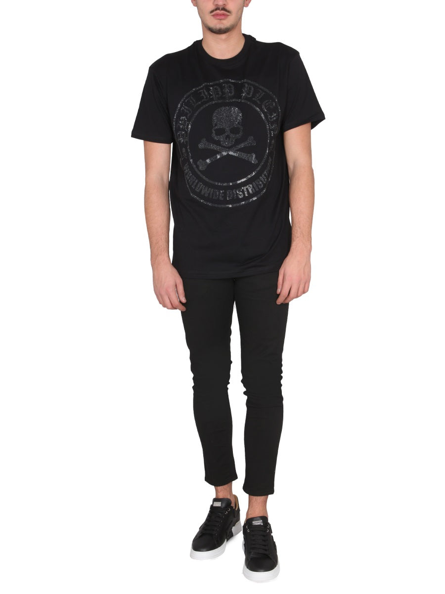 PHILIPP PLEIN Men's Luxury Crewneck T-Shirt with Embellished Detail