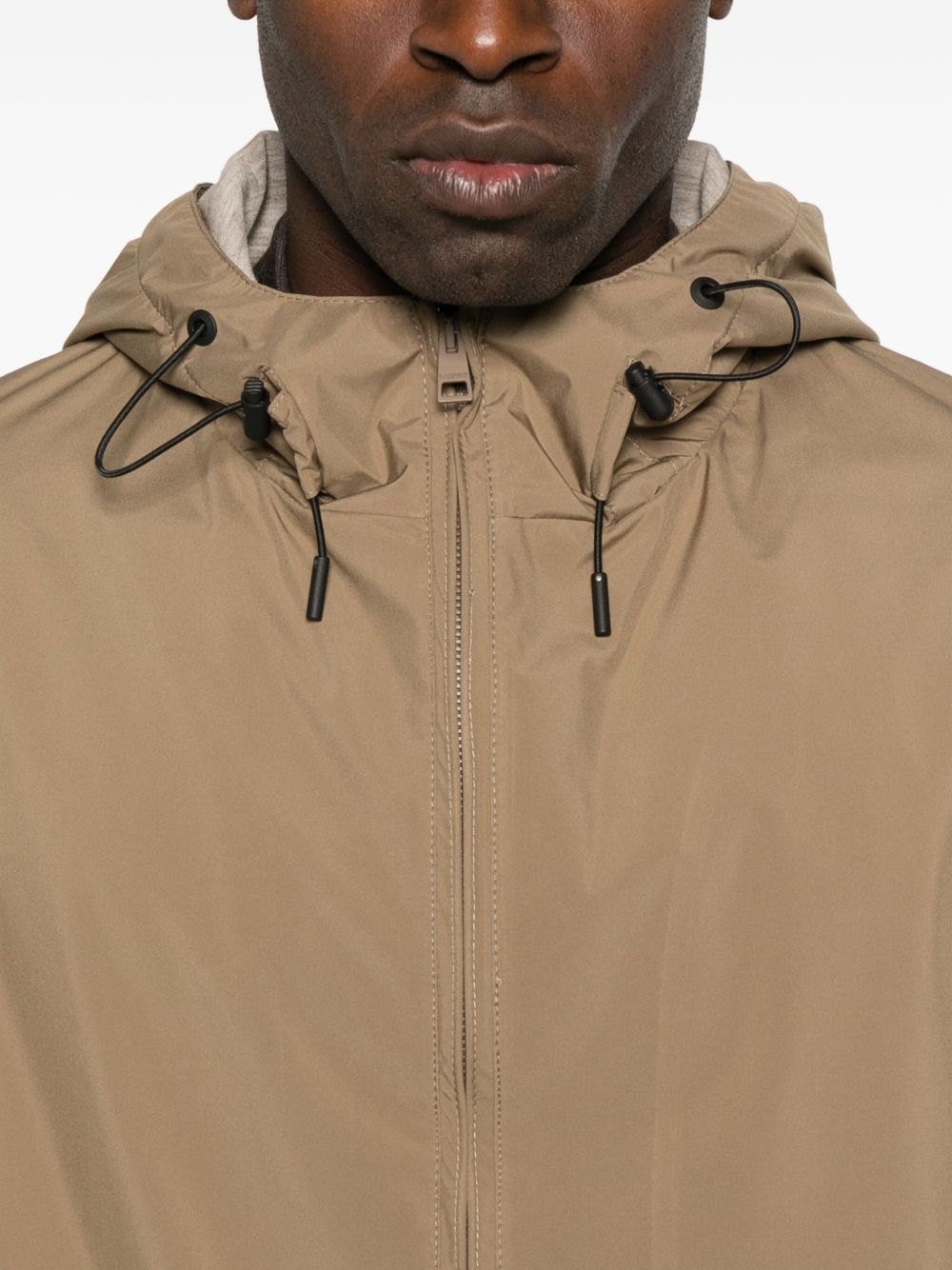 LARDINI Water-Repellent Technical Fabric Jacket with Hood