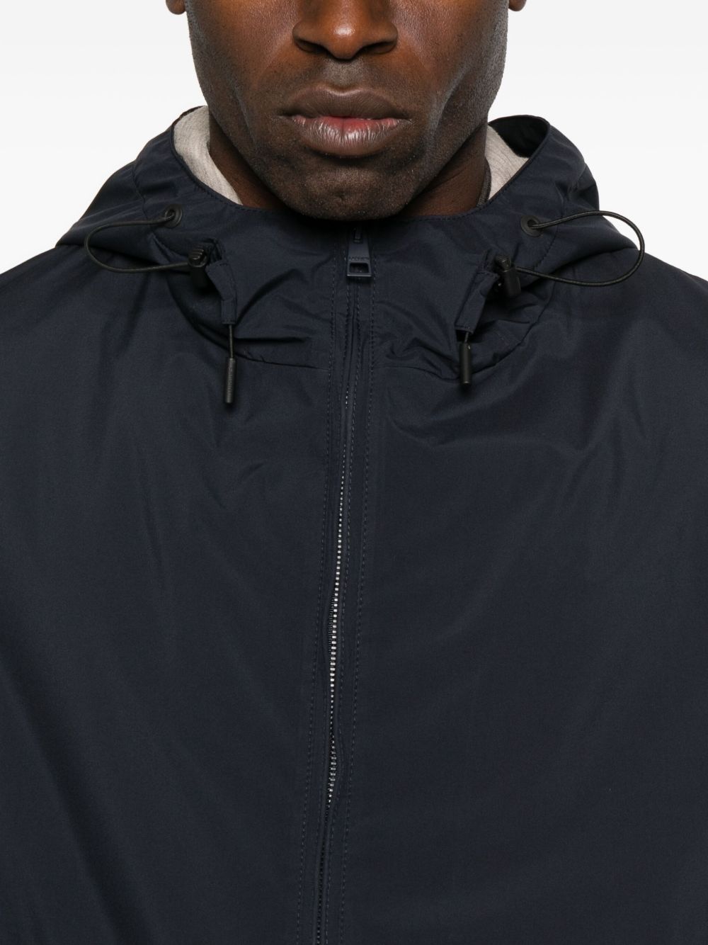 LARDINI Men's Water-Repellent Technical Fabric Drawstring Hooded Jacket