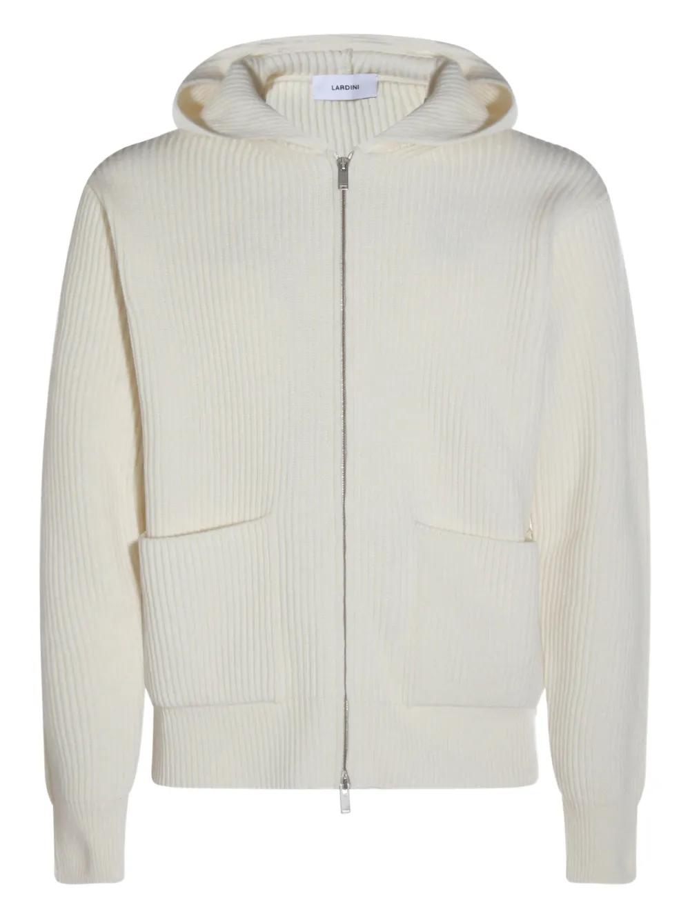 LARDINI Hooded Cardigan in Virgin Wool and Cashmere