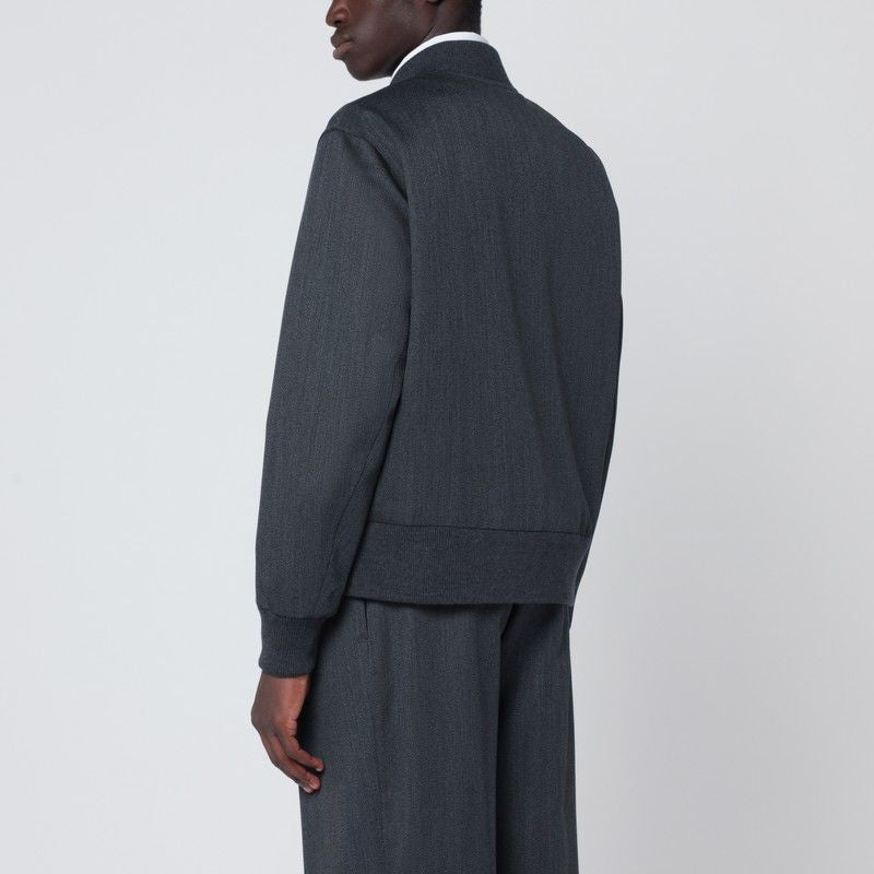 LARDINI Wool Zip Bomber Jacket for Men