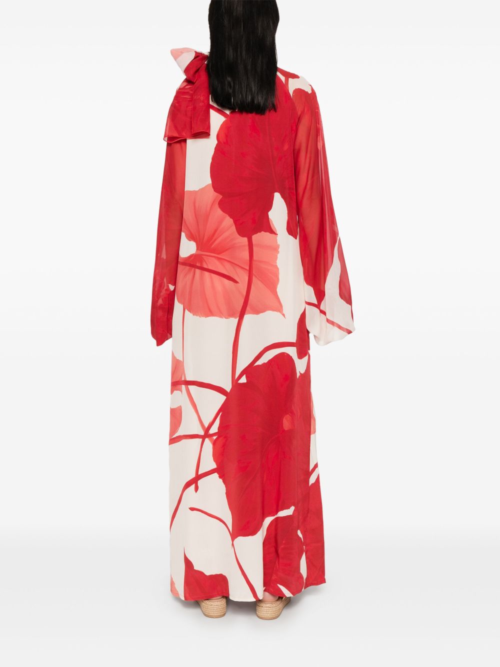 F.R.S FOR RESTLESS SLEEPERS Printed Silk Long Dress with Overlapping Panel