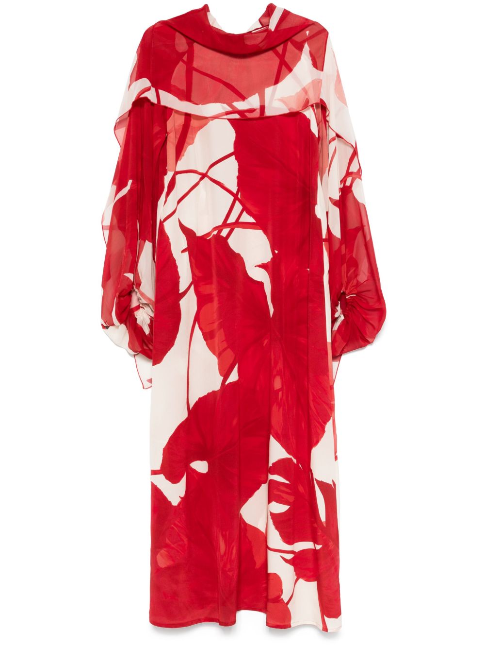 F.R.S FOR RESTLESS SLEEPERS Printed Silk Long Dress with Overlapping Panel