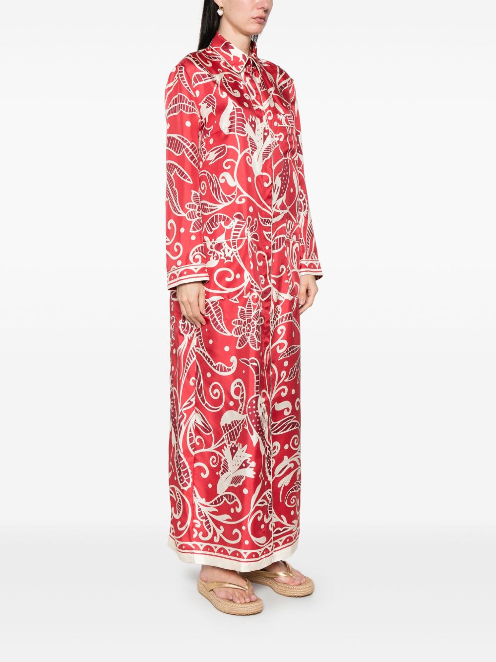 F.R.S FOR RESTLESS SLEEPERS Printed Silk Long Shirtdress