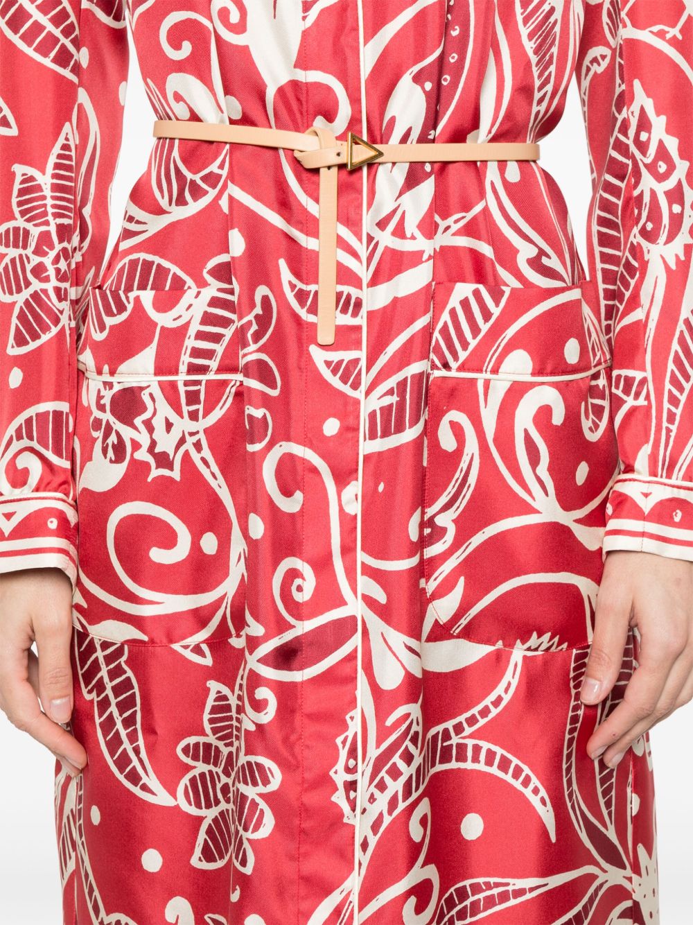 F.R.S FOR RESTLESS SLEEPERS Printed Silk Long Shirtdress