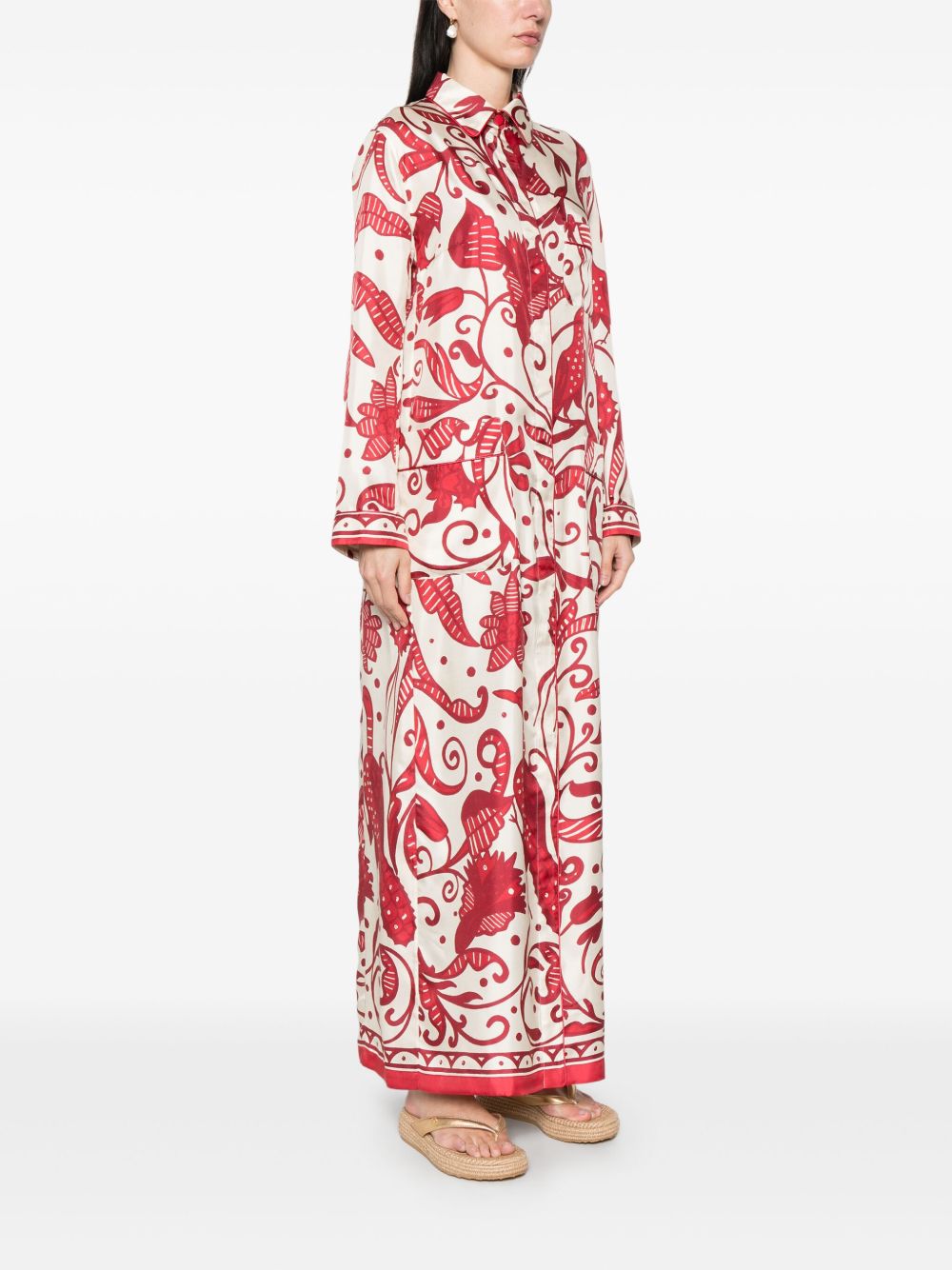 F.R.S FOR RESTLESS SLEEPERS Printed Silk Long Shirtdress for Women