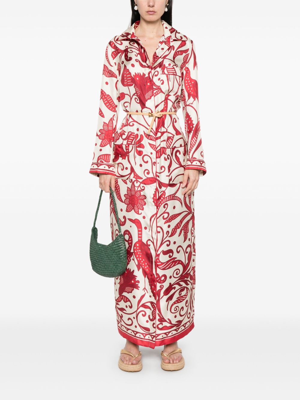 F.R.S FOR RESTLESS SLEEPERS Printed Silk Long Shirtdress for Women