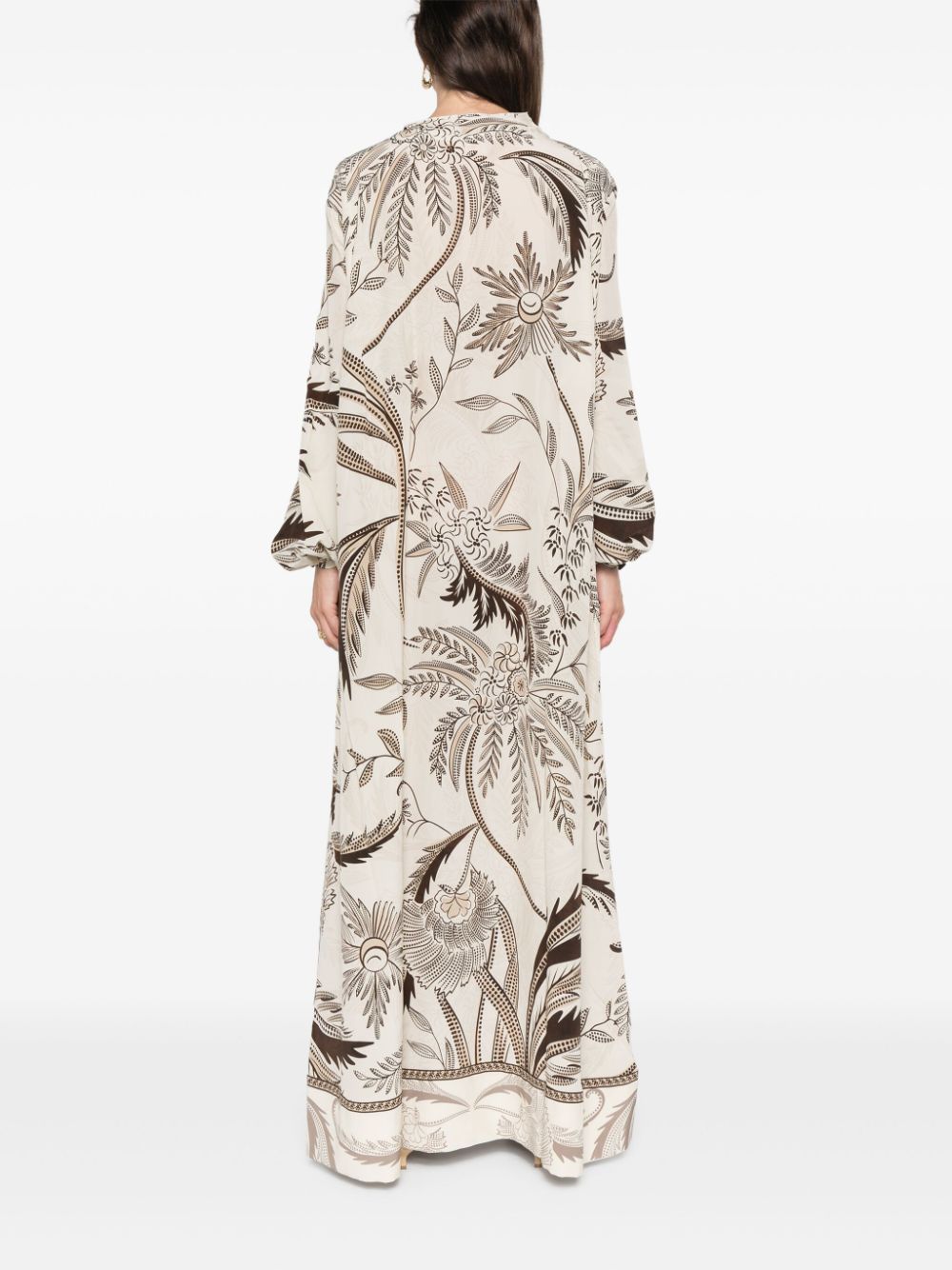 F.R.S FOR RESTLESS SLEEPERS Printed Silk Dress with Drawstring Waist - Long Length